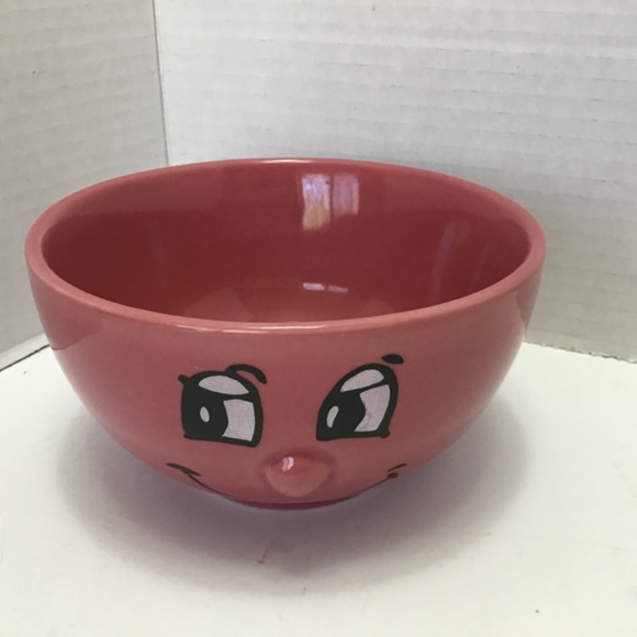 VTG Anthropomorphic 3D Face Bowl Ceramic Bowl With Glossy Finish Pink - Picture 4 of 7